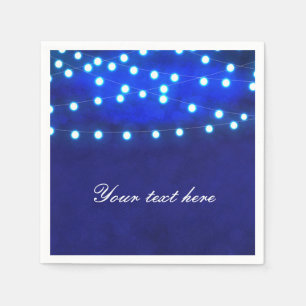 Blue Rustic Night String Lights Wedding Napkins