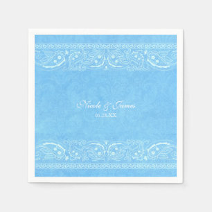 Blue Rustic Paisley Country Western Wedding Napkin