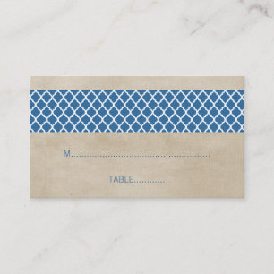 Blue Rustic Quatrefoil Wedding Place Card