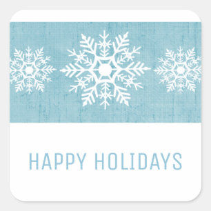 Blue Rustic Snowflake Holiday Square Sticker