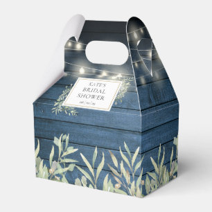Blue Rustic String Lights Foliage Bridal Shower Favour Box