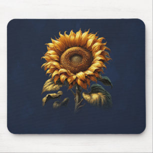 Blue Rustic Sunflower  Mouse Mat