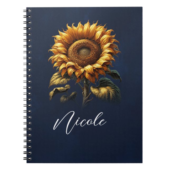 Blue Rustic Sunflower  Notebook (Front)