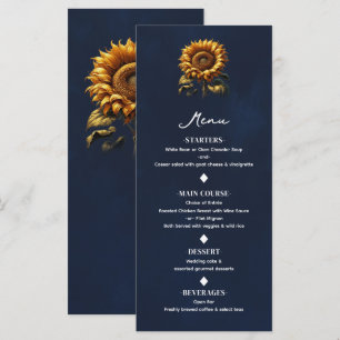 Blue Rustic Sunflower Wedding Menu