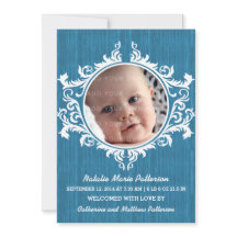 Blue Rustic Swirls Baby Announcement
