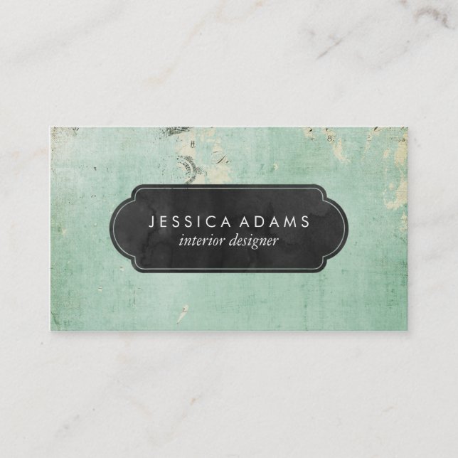 Blue Rustic Vintage Professional Business Card (Front)
