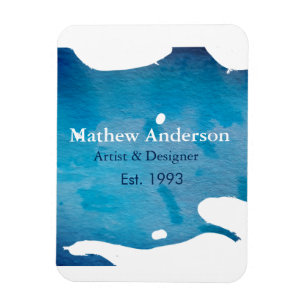 Blue rustic watercolor jeans texture add name titl magnet
