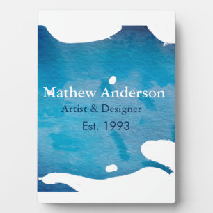 Blue rustic watercolor jeans texture add name titl plaque