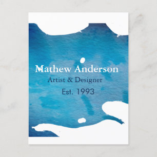 Blue rustic watercolor jeans texture add name titl postcard