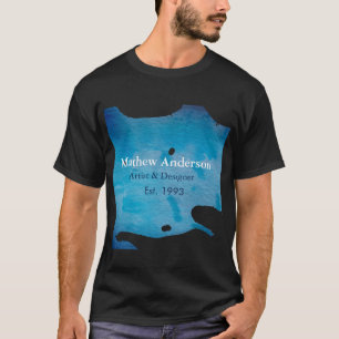 Blue rustic watercolor jeans texture add name titl T-Shirt
