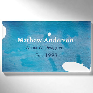 Blue rustic watercolor jeans texture add name titl tag