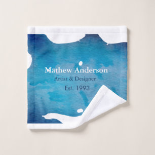 Blue rustic watercolor jeans texture add name titl wash cloth