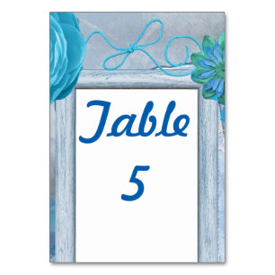 Blue rustic wedding style table number