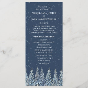 Blue Rustic Winter Forest Wedding Program Programme