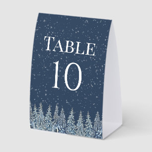 Blue Rustic Winter Forest Wedding Table Number