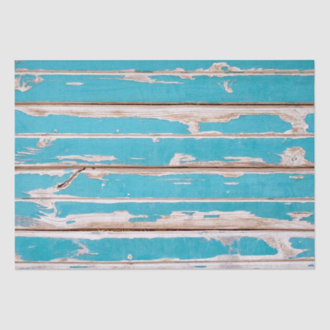 Blue Rustic Wood  Tissue Paper (Front)