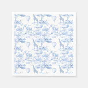 Blue Safari Animals Toile de Jouy Baby shower Napkin