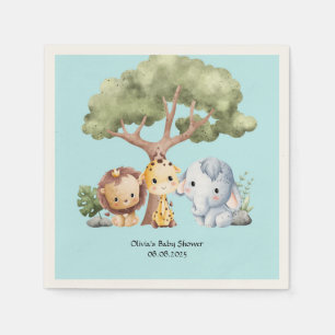 Blue safari baby shower  napkin
