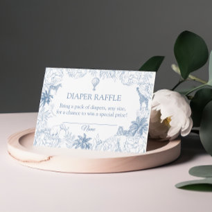 Blue Safari Jungle Animals Baby Shower Diaper Enclosure Card