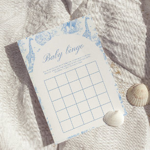 Blue Safari Toile de Jouy Baby Shower Bingo Game