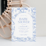 Blue Safari Toile De Jouy Boy Baby Shower Invitation<br><div class="desc">Elegant Chinoiserie Safari Baby Shower,  Vintage Floral Invite,  Blue Chinoiserie,  Baby Boy,  Jungle,  Hot Air Balloon</div>
