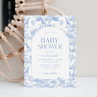 Blue Safari Toile De Jouy Boy Baby Shower