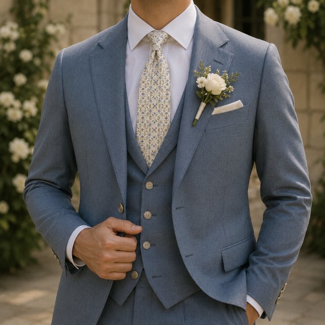 Blue & Sage Botanical Garden Wedding Tie (Creator Uploaded)