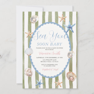 Blue Sage Coastal Sea You Soon Baby Shower  Invitation