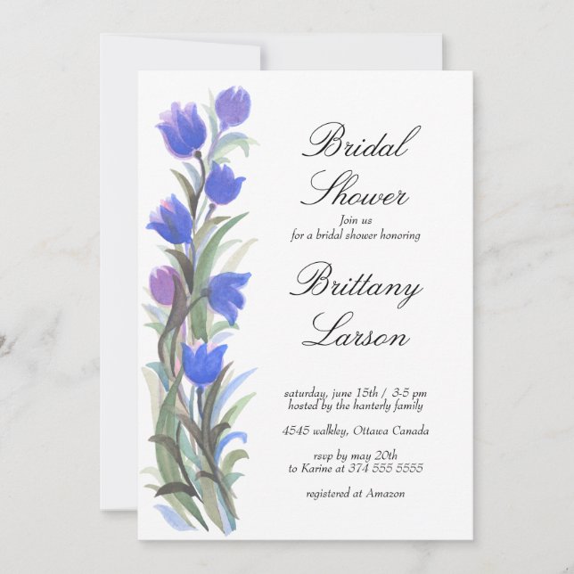 Blue sage green wildflowers Bridal Shower  Invitation (Front)