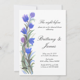 Blue sage green wildflowers Rehearsal Dinner Invitation