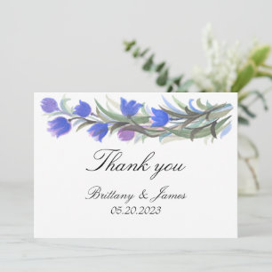 Blue sage green wildflowers wedding thank you card