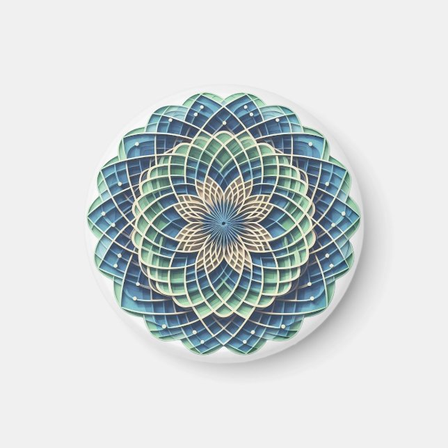 Blue & Sage Medallion - Abstract Magnet (Front)
