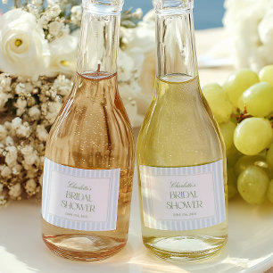 Blue & Sage Striped Bridal Shower Mini Labels