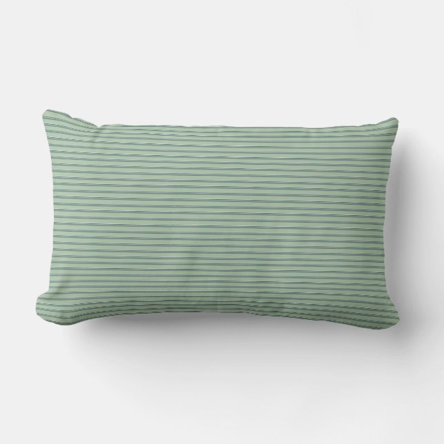 Blue Sage  Thin Stripes Lumbar Throw Pillow (Front)