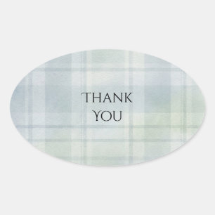 Blue Sage Watercolour Tartan Wedding Sticker
