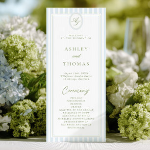 Blue & Sage Wedding Program Invitation