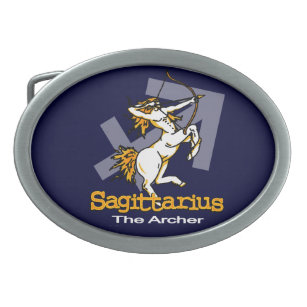 Blue Sagittarius archer zodiac astrology buckle Oval Belt Buckle