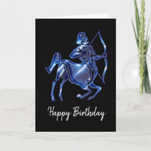 Blue Sagittarius Sign Birthday Card