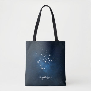 Blue Sagittarius Zodiac Sign Constellation Tote Bag
