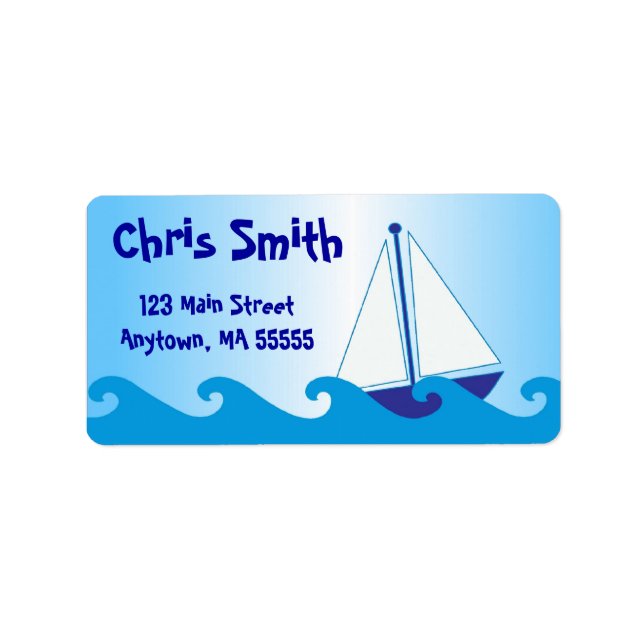 Blue Sail Boat Address Labels (Front)