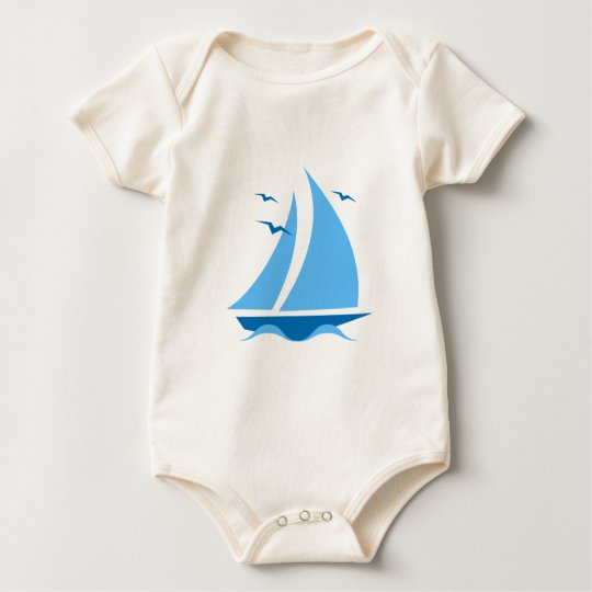 Blue Sailboat Baby Bodysuit