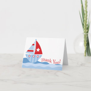 Blue Sailboat Baby Shower Thank You Note Card