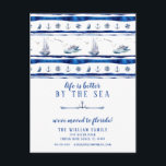 Blue Sailboat Boating Moving Announcement Postcard<br><div class="desc">Beautiful watercolor sailboat boating moving design with a anchor divider line.</div>