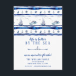 Blue Sailboat Boating Moving Announcement Postcard<br><div class="desc">Beautiful watercolor sailboat boating moving design with a anchor divider line.</div>