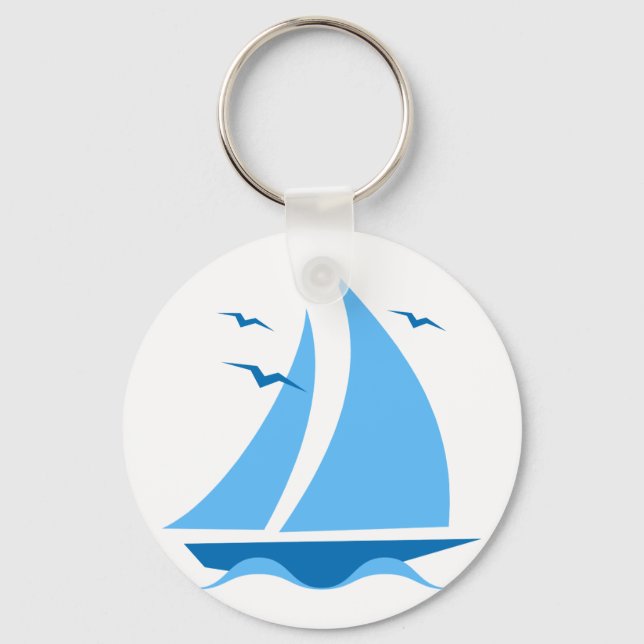 Blue Sailboat Key Ring (Front)