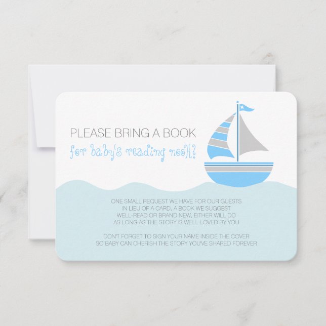 Blue Sailboat Nautical Boy Baby Shower Enclosure Invitation (Front)
