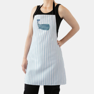 Blue Sailboat Painting Nautical Blue Stripe Apron