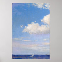 Blue Sailboat Seascape Painting