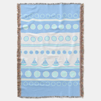 Blue Sailboats and Circles Rows Throw Blanket