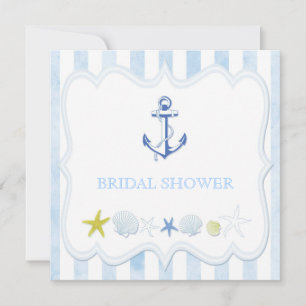 Blue Sailing Anchor Nautical Bridal Shower Invitation